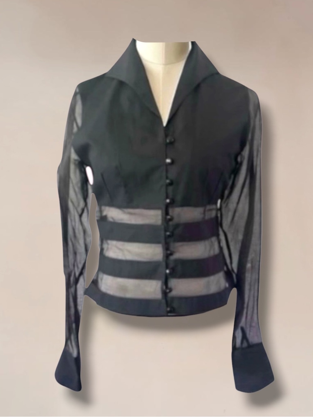 ANNE FONTAINE PARIS FRANCE COTTON SHEER TOP SIZE 2